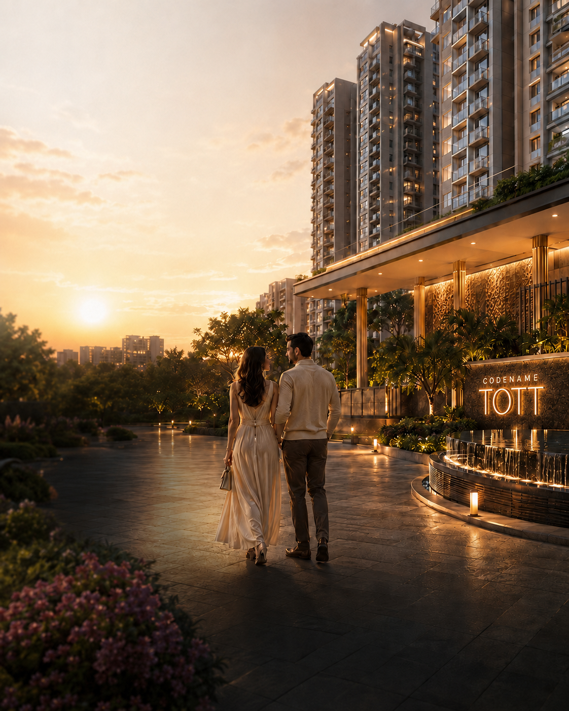 Codename ToTT mobile architectural render at golden hour in Hinjawadi–Maan, Pune